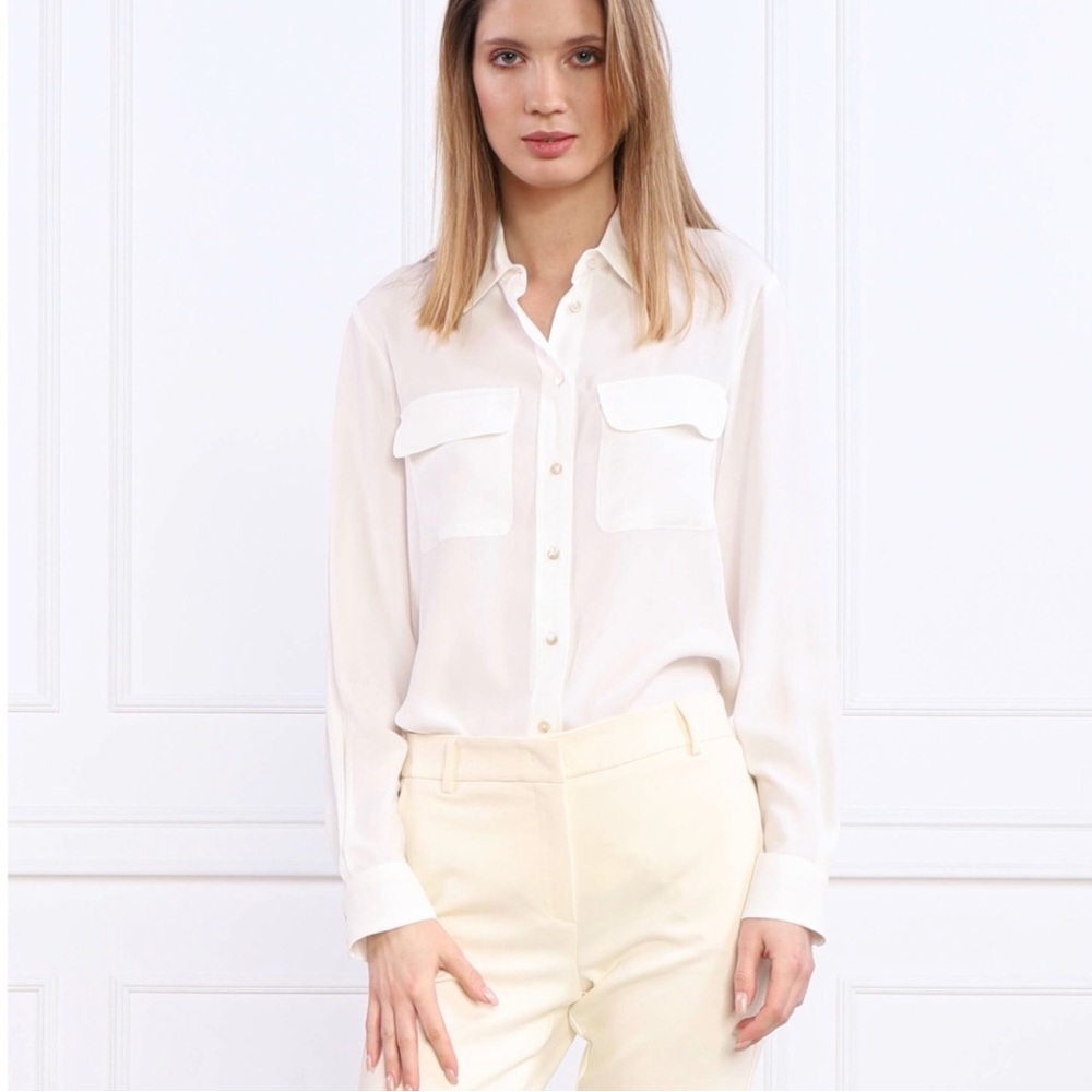 Loft ivory flowy buttondown women's shirt, size S
